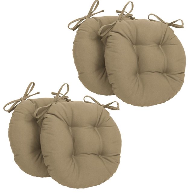 Coussins de Chaise Ronds Capitonnés en Sergé Uni de 16 Po (Ensemble de 4)