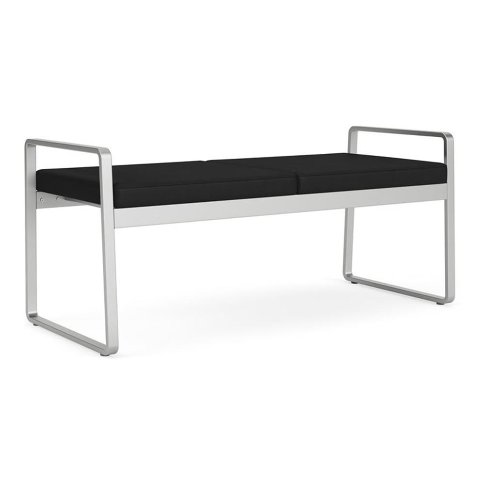 Banc 2 Places pour Réception Salle d'Attente Soins de Santé / Acier Argenté / Noir