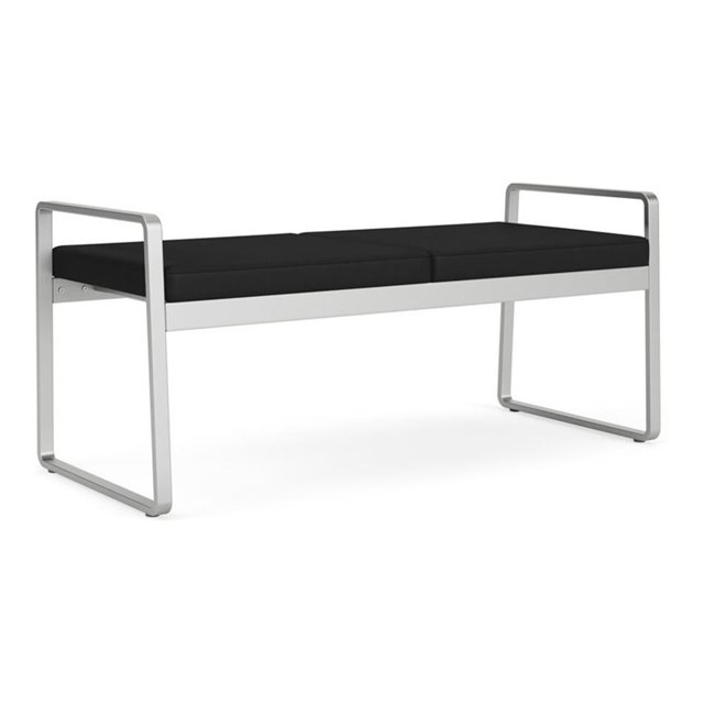 Banc 2 Places pour Réception Salle d'Attente Soins de Santé / Acier Argenté / Noir