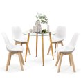 thumbnail image 1 of Costway Ensemble de Salle à Manger pour 4 Ensemble de Table de Cuisine Moderne avec Table Ronde en Verre Trempé et 4 Chaises, 1 of 10