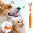 thumbnail image 2 of CUITING Pet Silicone Finger Toothbrush Dog Three-head Toothbrush~ New, 2 of 8