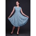 thumbnail image 2 of Bimba Robe Midi Évasée d'Été Sans Manches à Imprimé Floral et Géométrique Bleue Shibori pour Femmes - Petit, 2 of 6