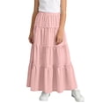 thumbnail image 4 of TIMIFIS Girls' High Waisted Ruffle Maxi Skirt Summer Boho Flowy Eyelet Long Skirt Teen Girl Clothes A-Line Ankle-Length, 4 of 7