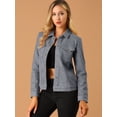 thumbnail image 2 of INSPIRE CHIC Women's Jackets Long Sleeve Faux Suede Trucker Motorcycle Jacket, 2 of 6