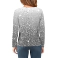 thumbnail image 4 of Girls Tshirts Spring Summer Long Sleeve Gradient Sequin Printed Round Neck Flash Shirt Girls Tops Light Gray 5-6Years, 4 of 4