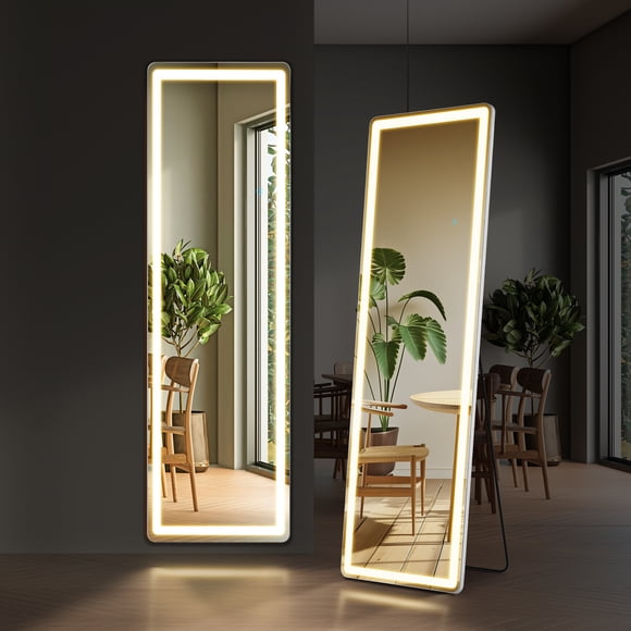 EDX Miroir Rectangulaire 60 Pouces x 16 Pouces à DEL, Éclairage Intégral 3 Couleurs, sur Pied Ou Mural, pour la Maison