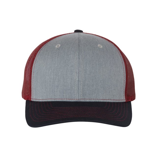 Adjustable Snapback Trucker Cap, Adjustable, Heather GreyCardinalNavy