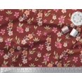 thumbnail image 3 of Soimoi Toile de Coton Rouge Feuilles & Primevère Imprimé Floral par la Cour 58 Pouces de Large, 3 of 3