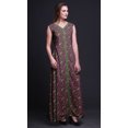 thumbnail image 3 of Bimba Leaves Women V Neck Sleeveless Front Slit Casual Maxi Printed BohoDress-X-Small, 3 of 5