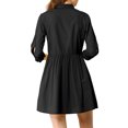 thumbnail image 3 of INSPIRE CHIC Robe-Chemise pour Femme Manches 3/4 Boutonnée Mini Robes Noir TG, 3 of 7