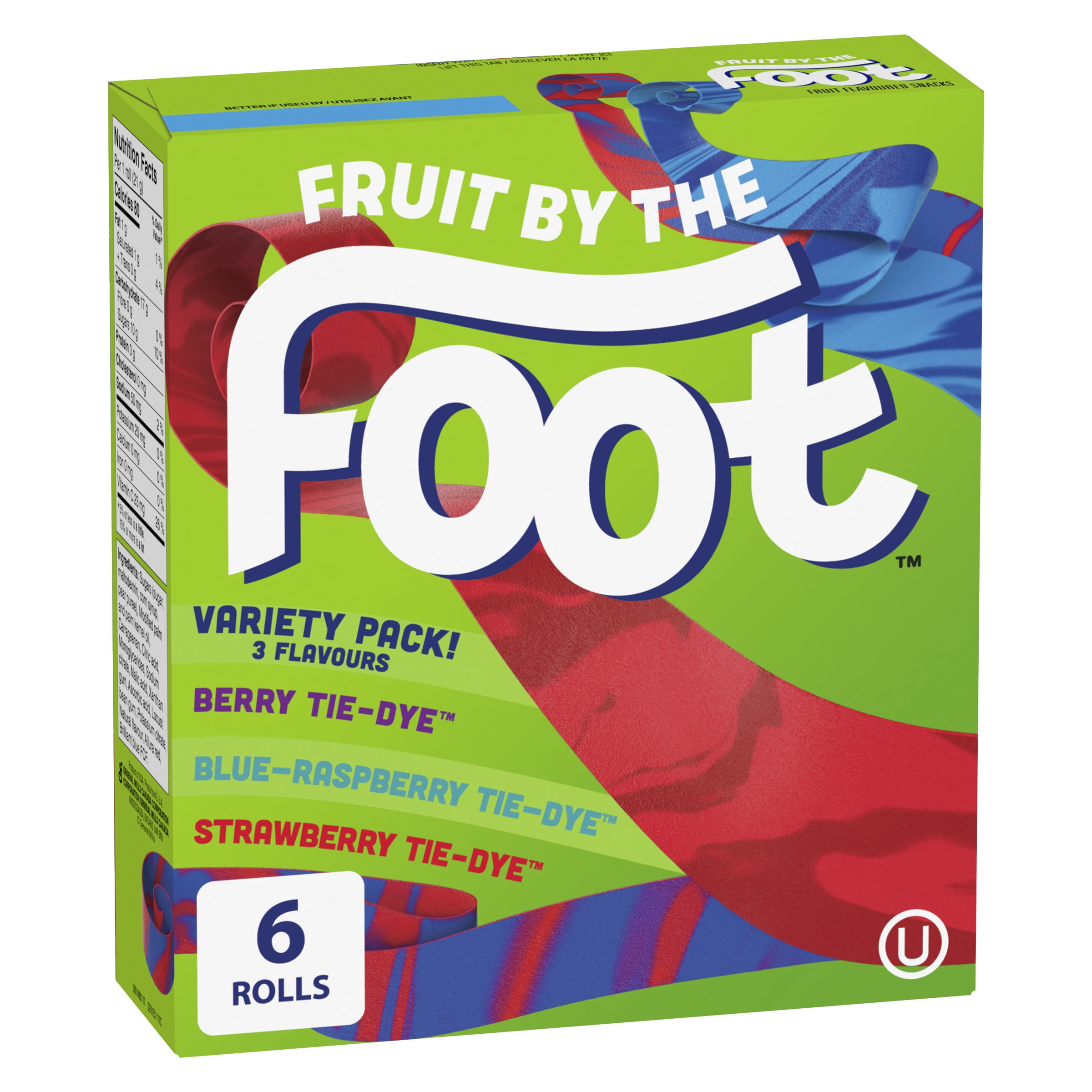 Fruit by the Foot Fruit Flavoured Snacks, Variety Pack, Gluten Free, Kids Snacks, 6 rolls