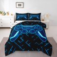 thumbnail image 1 of Erosebridal Neon Gamepad Bedding Sets Toddler with Comforter, Abstract Geometric Duvet Insert, Game Player Decor, Breathable 2pcs, 1 of 7