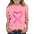 thumbnail image 1 of YUNAFFT T-Shirts à Col Rond pour Enfants Sensibilisation au Cancer du Sein Imprimé Manches 3/4 et Longues, 1 of 4