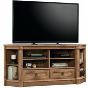 Pemberly Row Contemporary Engineered Wood 60" Corner TV Stand in Vintage Oak