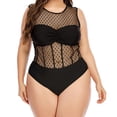 thumbnail image 4 of CEHVOM Women's Plus Size Solid Color Mesh Hollow Stitching Bikini Beach Wear, 4 of 6