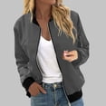 thumbnail image 4 of Womens Fashion Jacket Casual Stand Collar Zip Up Lightweight Coat Fall Color Block Jackets with Pockets Dark Gray S, 4 of 6