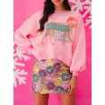 thumbnail image 4 of FOCUSNORM Pull de Noël Ample pour Femmes Imprimé Lettre Strass Manches Longues Col Rond Sweat-Shirt, 4 of 6