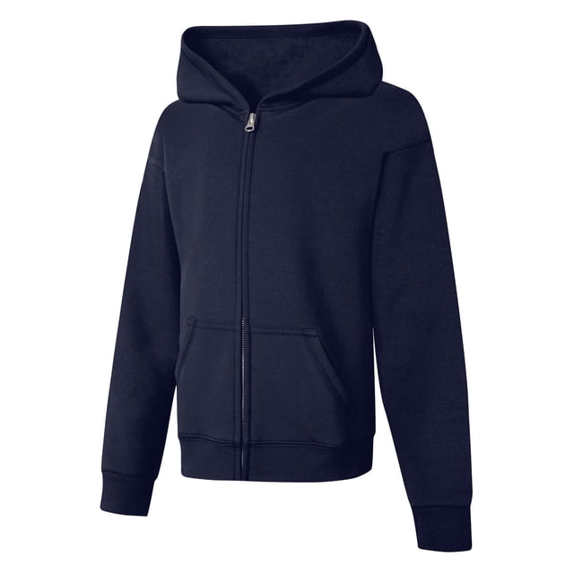 Hanes Girls` ComfortSoft EcoSmart Full-Zip Hoodie Sweatshirt, XL, Navy