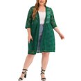 thumbnail image 2 of Agnes Orinda Women's Plus Size Cardigans Lace Lightweight Knit 3/4 Sleeves Cover Up Cardigans 1X Green, 2 of 7