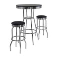thumbnail image 1 of Ensemble de 3 tables de pub et de tabourets pivotants Summit, noir et chrome, 1 of 4