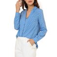 thumbnail image 4 of INSPIRE CHIC Chemises à Manches Longues pour Femmes à Pois en Forme de Cœur, Boutonnées, Col en V, 4 of 5