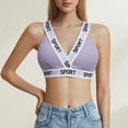 thumbnail image 2 of ManxiVoo Contrast Trim Bralette with Fashionable Letter Detail Comfortable Wireless Triangle Cup Top L Size Light Violet, 2 of 5