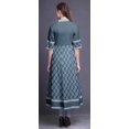 thumbnail image 4 of Bimba Blue Dot & Floral Block Print Long Flared A Line Indian Kurtis For Women Party Wear Anarkali Kurta-XSmall, 4 of 5