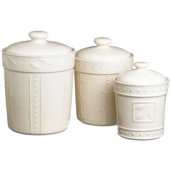 Signature Housewares Sorrento Collection Canisters, Ivory Antiqued Finish, Set of 3