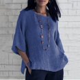 thumbnail image 1 of Blouses Grande Taille pour Femmes T-Shirts Liquidation Manches Courtes Col Rond Coton Ample Blouse, 1 of 6