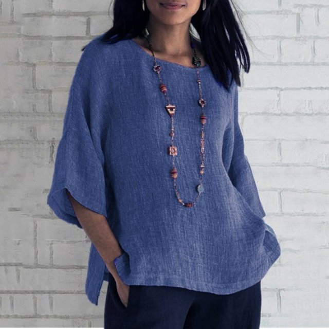 Blouses Grande Taille pour Femmes T-Shirts Liquidation Manches Courtes Col Rond Coton Ample Blouse