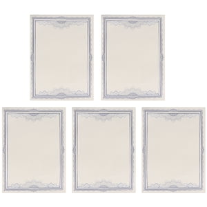 1 Ensemble de 5Pcs En blanc A4 Papier de certificat 12K Couleur de base du papier intérieur à la frontière bleue