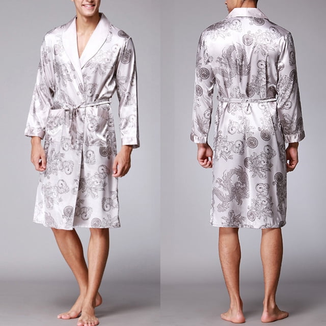 Hot ! TIMIFIS Men's Satin Robe Silk Robe Classic Long Bathrobe Lightweight Loungewear Bathrobe V Neck Sleepwear pring/Summer