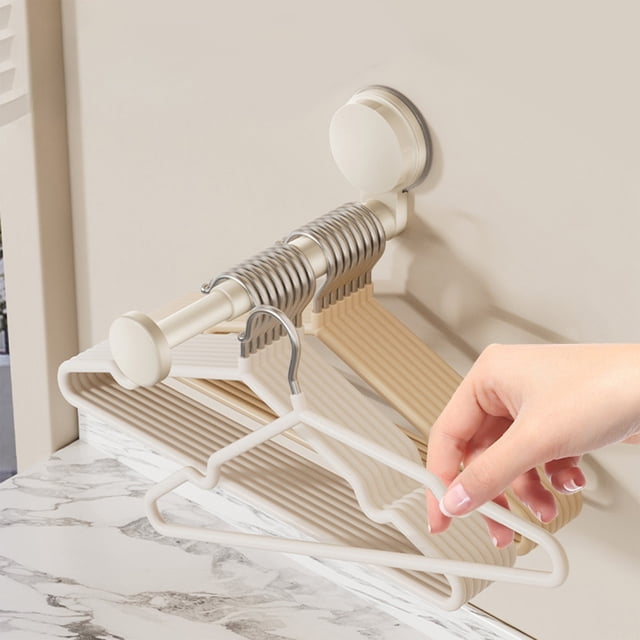 Hanger Suction Cup Retractable Telescopic Plastic Hook | No Drilling Wall Mounted Storage Rack | Space Saving Foldable Clothes Towel Holder for Bathroom Kitchen Bedroom