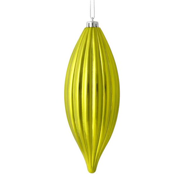 Vickerman M183273S 8 in. Lime Shiny Line Finial Ornament 4 per Bag