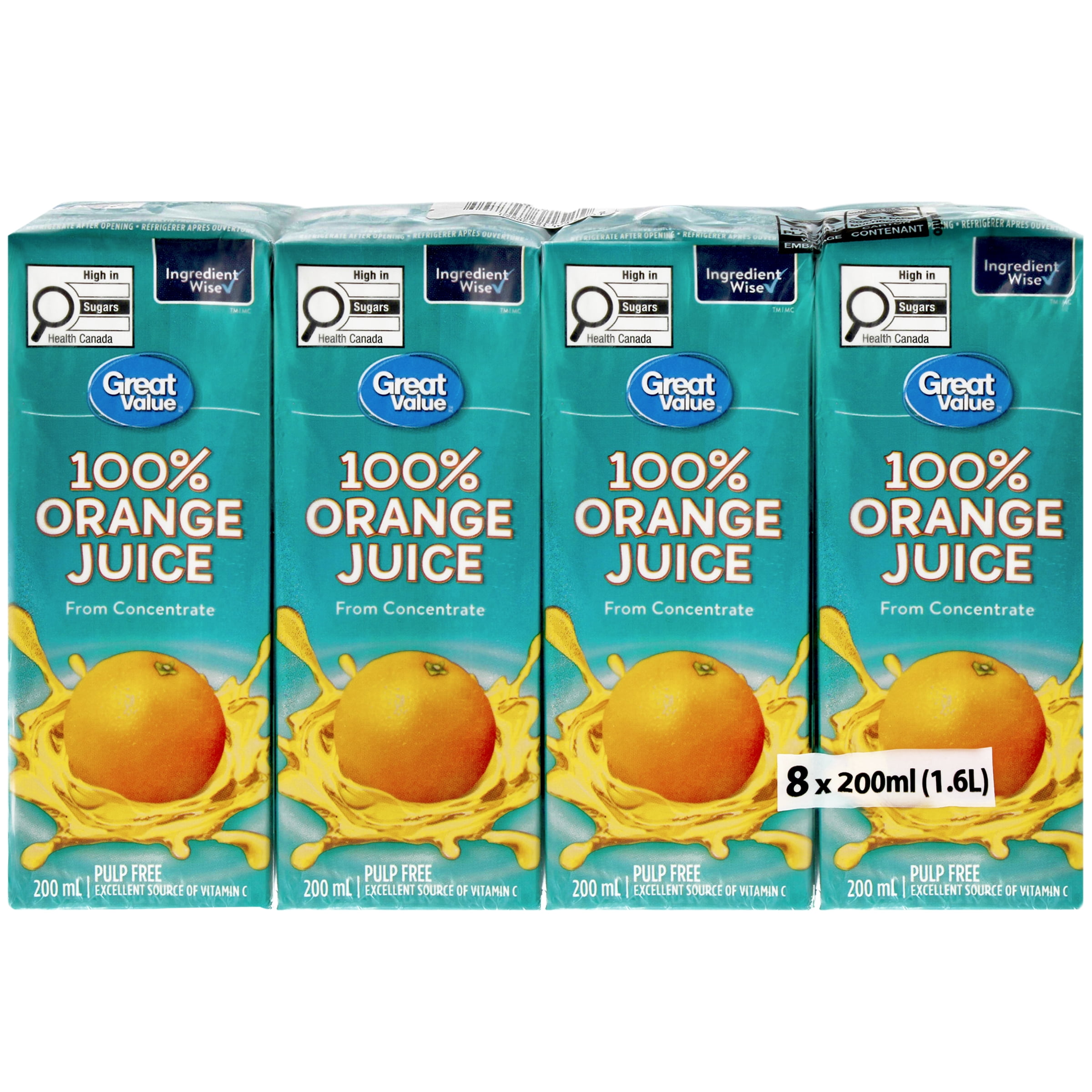 Great Value Orange Juice Boxes 8x200ml