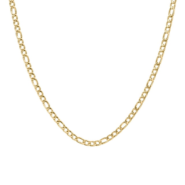 Collier Chaîne Figaro pour Homme de 20 Pouces en Acier Inoxydable Jaune avec une Largeur de 5 mm et une Épaisseur de 1,9 mm. la Chaîne Présente un Motif Répétitif de Deux Ou Trois Maillons Circulaires Suivis d'Un Maillon Ovale Allongé, Fixé à un Fermoir Homard pour un Ajustement Confortable. Convient pour Porter Seul Ou Superposé.
