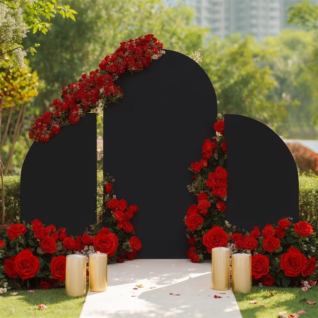 Set Of 3 Wedding Arch Backdrop Cover, Fitted Round Top And Half Moon Arch Backdrop, Stretchy Backdrop Cover For Wedding Birthday Party Baby Shower Decoration 5ft 7.2ft 5ft