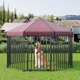 thumbnail image 1 of Yiwa Heavy Duty Outdoor Dog Kennel Offers a Spacious Foldable Design With a Hexagonal Metal Structure, Lockable Gate For Safety, And a Weatherproof Canopy Roof, Suitable For Pets In Backyards, 1 of 8