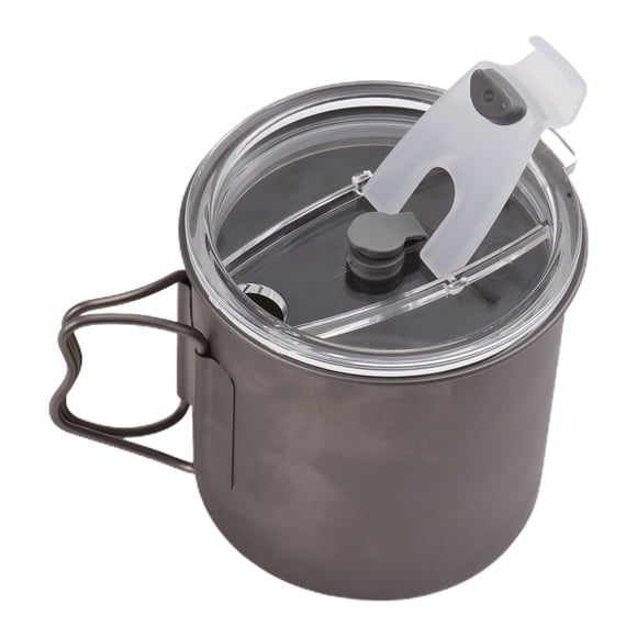 yeacher 600ml Titanium Camping Mug with Mountain Grip and Ice Retaining Lid - Perfect for Outdoor Adventures