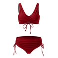 thumbnail image 4 of Pisexur High Waisted Swimsuits for Women Two Piece Monokini Swinsuit Halter V Neck Backless Bikini Sets Ruched Full Coverage Bottoms Bathing Suit, 4 of 6