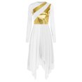 thumbnail image 1 of RUNQHUI Robe de Danse Or Métallique pour Femmes Robe d'Église Jupe de Culte Blanche TTG, 1 of 7