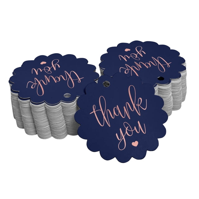 Inkdotpot 100 Étiquettes en Papier Doré Rose Véritable Merci pour Douche Nuptiale Étiquettes Suspendues
