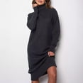 thumbnail image 2 of cfhntfmh Robes Chandails pour Femmes Tricot Doux Col Montant Manches Longues Robe Chandail Fête Décontractée Couleur Unie Robe Mini, 2 of 3