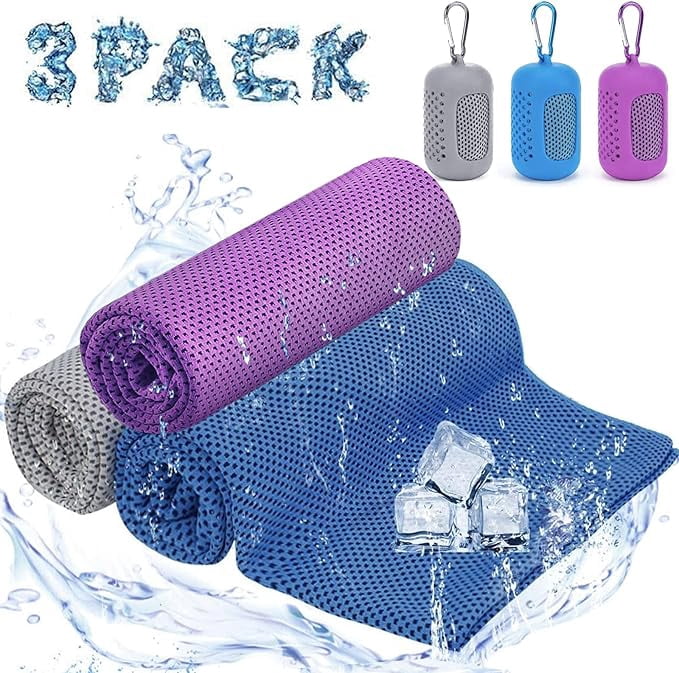 Serviette Rafraîchissante, Ensemble de 3, Serviettes de Sport en Microfibre, Rafraîchissante, Serviette Rafraîchissante à Séchage Rapide pour un Refroidissement Instantané, Serviette Glacée, Serviette Rafraîchissante pour le Entraînement Physique, Sports, Voyage, Yoga