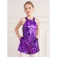 thumbnail image 3 of Aislor Combinaison Courte une-Pièce Sans Manches Scintillante à Paillettes Intégrales pour Filles, Anniversaire, Fête, Violet, 6, 3 of 7