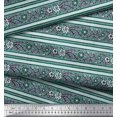 thumbnail image 3 of Soimoi Polyester Crepe Fabric Leaves & Floral Block Print Sewing Fabric Yard 42 Inch Wide, 3 of 3