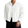 thumbnail image 1 of Kaemgyyd Spring Fall Shirts for Men Casual Corduroy Jacket Button down Long Sleeve Overshirt Loose Stylish Work Shackets, 1 of 7