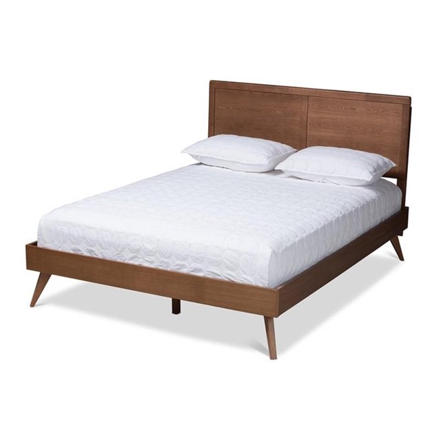 Baxton Studio Zenon Lit Plateforme Complet en Bois Mi-Siècle en Noyer Brun