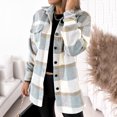 thumbnail image 1 of jsaierl Women's Button Down Flannel Shirts Plaid Shacket Long Sleeve Collared Jacket Coats with Chest Pockets, 1 of 8