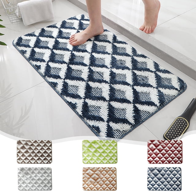 Non-Slip Bathroom Rug - Super Soft Machine-Woven Carpet with Water-Absorbing Mat for Secure Grip in Bedroom, Entryway, or Doorstep